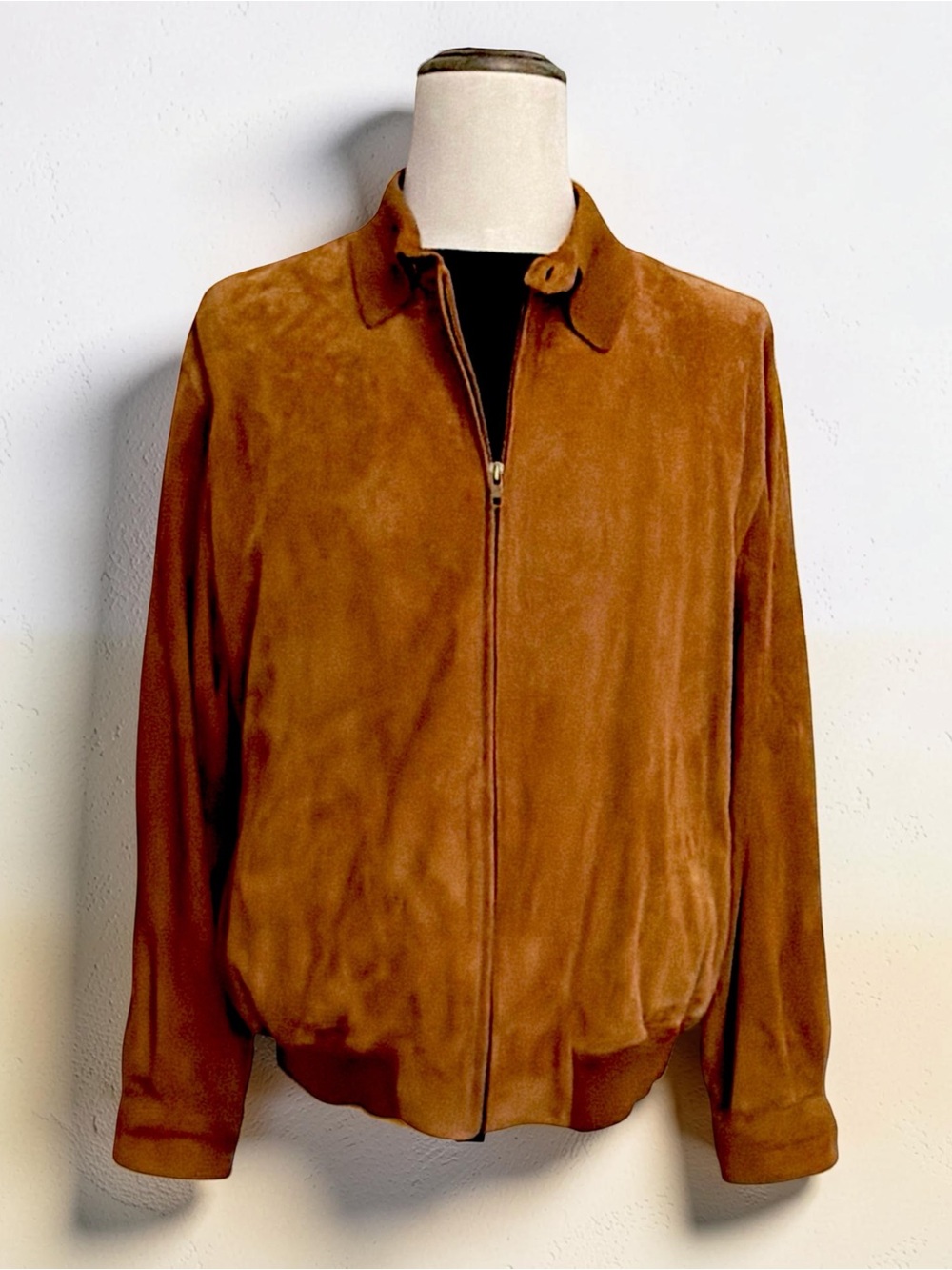 Sulka Men’s Brown Suede Leather Bomber Jacket | Size 44 | Luxury | Zip Front